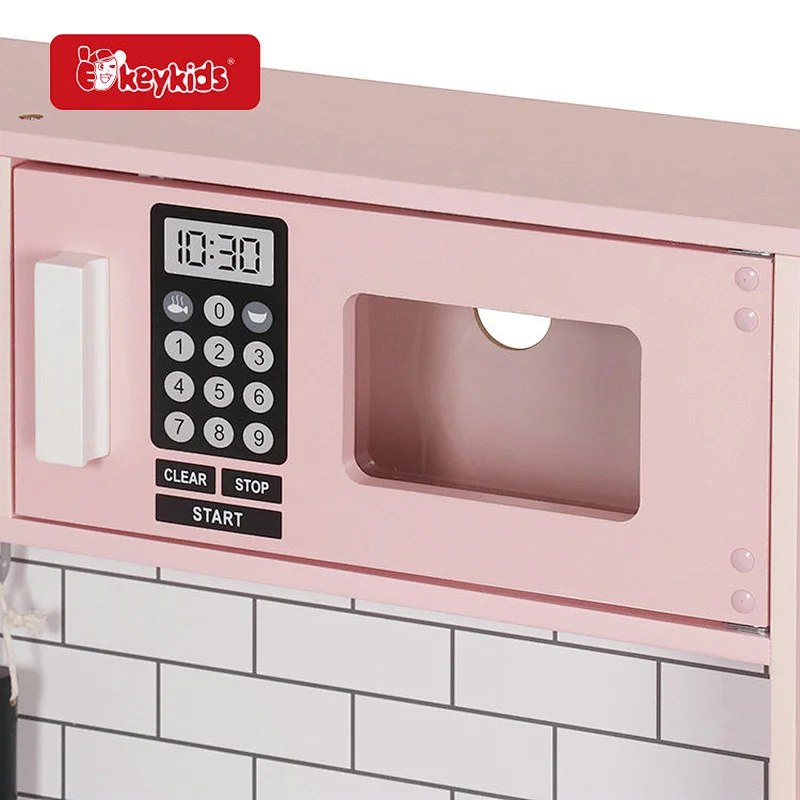 New Upgrade Electronic Functions Kids Wooden Play Kitchen with Running Water W10C991B